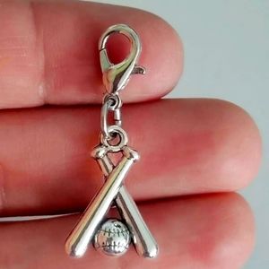 Baseball bat planner charm clipon silver sports